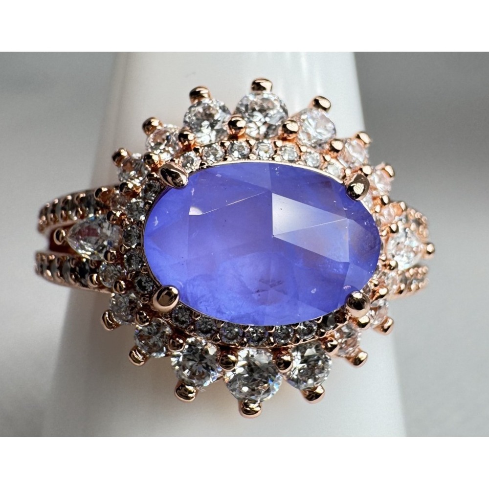 Bomb Party Ring RG74567 A Flame Without Sound Lavender Fluorite Rose Gold Size 9